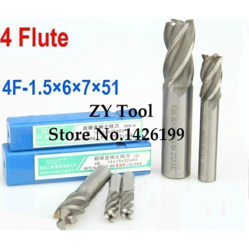 Free shipping 5pcs 1.5mm 4 Flute HSS & Extended Aluminium End Mill Cutter CNC Bit Milling Machinery tools Cutting tools