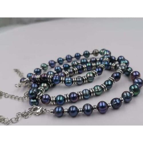 10XQty Peacock black freshwater cultured pearl 6-7mm beads bracelets