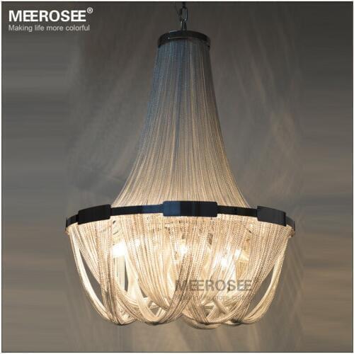 French Empire Chain Chandelier Lighting Fixture Long Chain Hanging Lamp luminaire suspendu Aluminum Chain Light for Restaurant