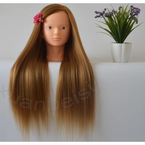 Mannequin Head For Eyelash Makeup Practice Golden Thick Hair Training Head Without Makeup Manikin Head Hairdressing Dolls Head