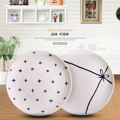 Creative Simple Ceramic Tableware Household Round Plate Fruit Plate Western Breakfast Bowl Overglaze Craft