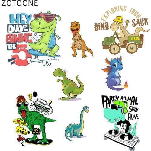 ZOTOONE Cute Dinosaur Pathes for Clothing Heat Transfers Iron on Transfer Print Animal on T-shirt Dresses Washable Stickers E