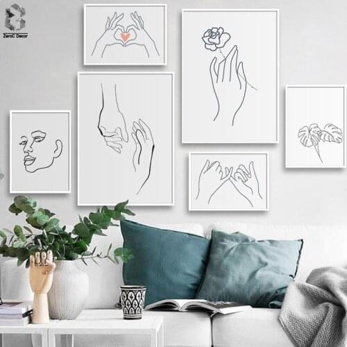 Minimalist Human Body Line Drawing Wall Art Modern Abstract Painting Love Vintage Posters&Prints Living Room Home Decor