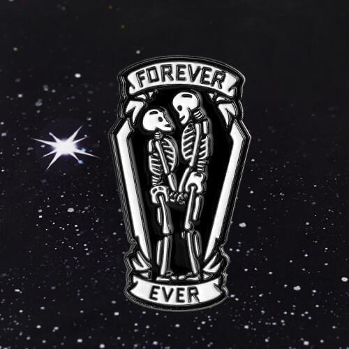 2018 Fashion New Model Skeleton inside forever and ever Couple Alloy Brooch For Lover Soft Enamel brooches badges pins