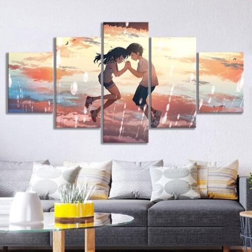 Modular Poster Pictures 5 Panel Weathering with You Animation Canvas Printed Painting Wall Art Decor Living Room Home Decoration
