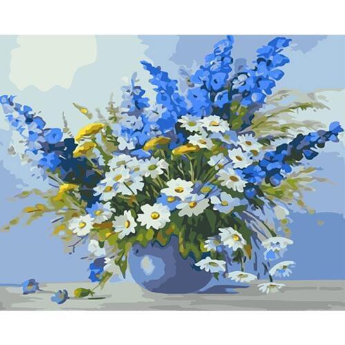 Natural Blue lavender Picture Painting by Numbers, Digital Drawing Toys Kit, Wall Art Home Decoration canvas painting DY376