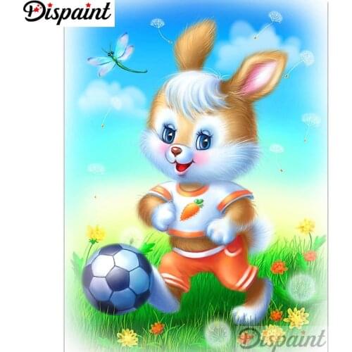 Dispaint Full Square/Round Drill 5D DIY Diamond Painting "Rabbit football"3D Embroidery Cross Stitch Home Decor Gift A12236
