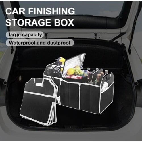 Car Trunk Organizer Foldable Storage Box with Handle Car Rear Trunk Folding Cube Multifunctional 40L Cargo Storage Organizer
