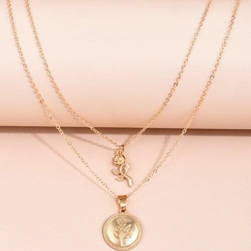 Necklace for Women Rose Flower Multilayer Clavicle Necklacens Jewelry Wholesale