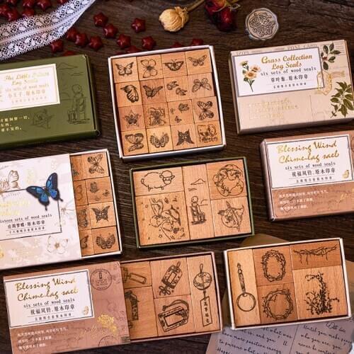 Little Prince Series 5pcs Vintage Diy Diary Wooden Rubber Stamp Set With Box For Letters Craft Scrapbooking