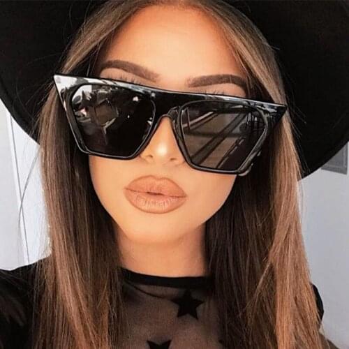Sexy Square black Womens Sunglasses Vintage shades Cat Eye Fashion Big frame Gradient Sun Glasses Female Luxury Brand glasses