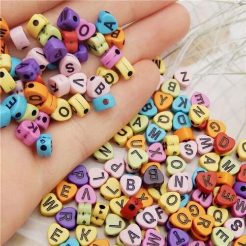 Mixed Letter Acrylic Beads Love Hearts Flat Alphabet Loose Spacer Beads For Jewelry Making Handmade Diy Bracelet Necklace 500pcs