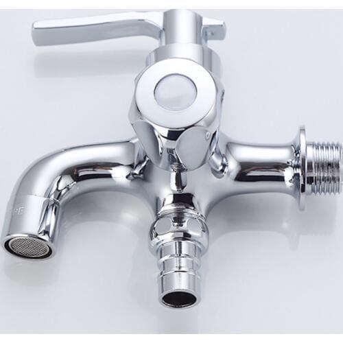 Brass Washing Machine Water Faucet Wall Mounted 1 In 2 Out Water Tap Bathroom Garden Mop Pool Water Double Outlet Bibcock Taps