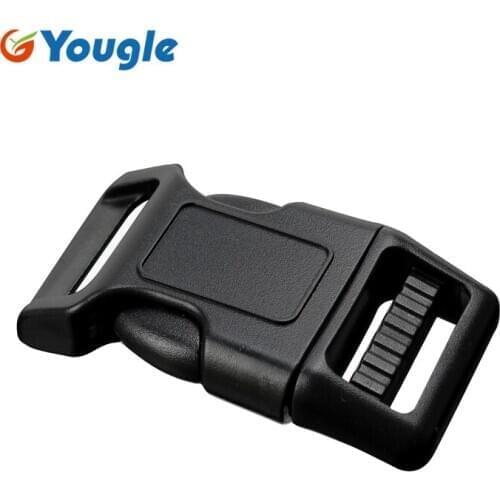YOUGLE 50pcs/lot Contoured Curved Plastic Side Release Black Buckles For 15 20 25 38MM Paracord Survival Bracelets