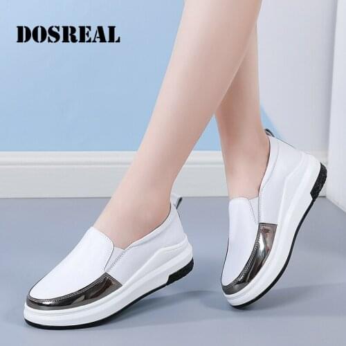 Womens Light Loafers Comfortable Versatile one-step womens shoes Ladies High-Quality Genuine Leather Platform Casual Shoes