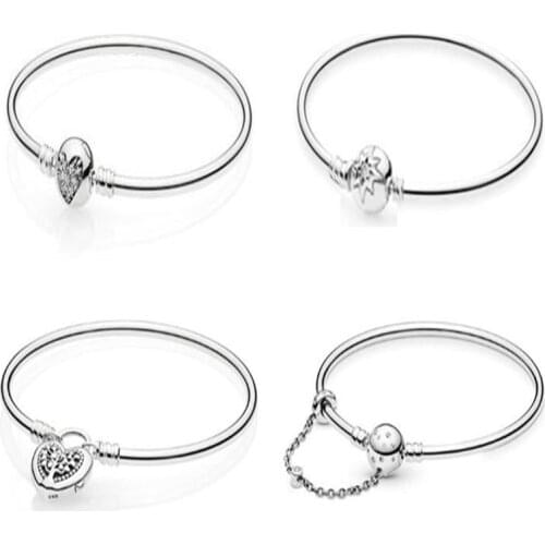 925 Sterling Silver Pave Icy Pattern Heart Of Winter Clasp Chain Basic Bracelet Fit Women Bead Charm Fashion Jewelry