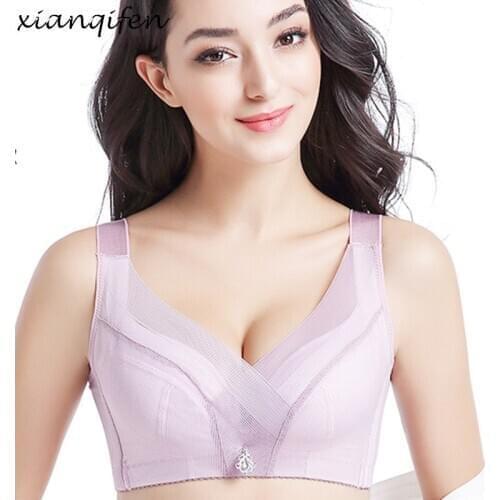 Xianqifen lace plus size bras for women sexy bralette minimizer top bh lingerie ultra thin brassiere girl mesh push up intimates