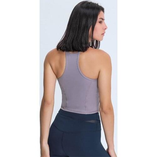 Women Solid Inner Padded Yoga Vest Nylon Sports Bra Push Up High Impact Gym Crop Top for Fitness Workout Active Wear