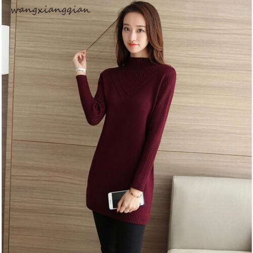 Womens sweater high collar long thick sweater solid color sleeve long head female bottoming shirt B187