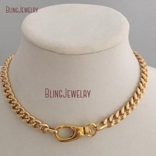 NM35087 Gold Or Silver Chunky Cuban Chain Necklace Curb Chain Swivel Lock Clasp Necklacer Spring Gate Clasp