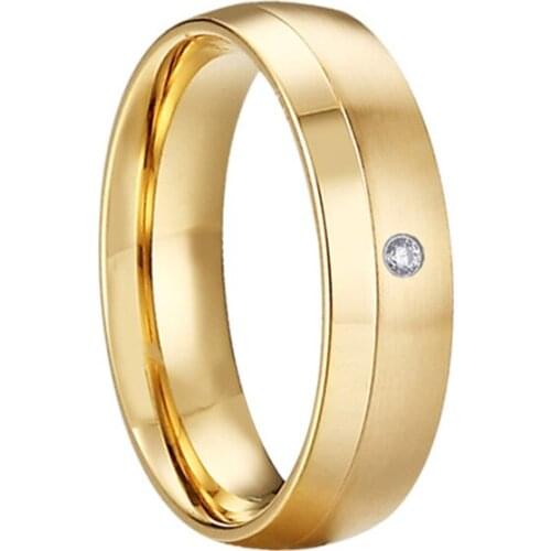 Gold ring for women 14k plated stainless steel wedding band jewelry lovers alliance her girls promise rings female