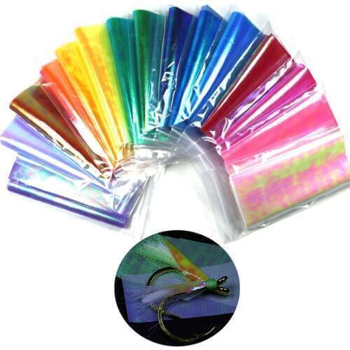 1bag 15cmX110cm DIY Durable Sabiki Fish Skin Assit Hook Wing Material Sterengthened Multiple Color Holographic Flash Film