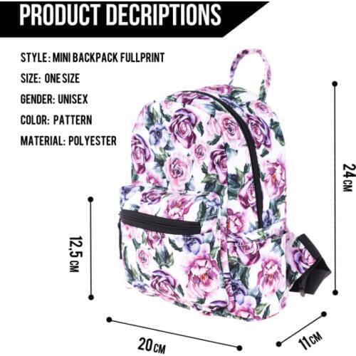 1 piece teenage girls rose flower printing school backpack set floral book bag travel backpack