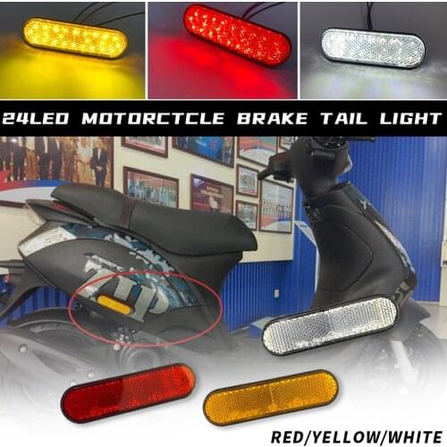 1pc 12V Motorcycle 24LED Turn Signals Tail Reflector Tail Brake Lamp Warning Rear Stop Marker Lights E9 SAE DOT Red Amber White