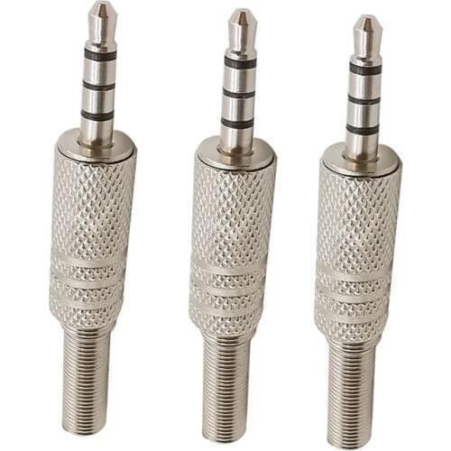 3Pcs 4 Pole 3.5mm Male Audio Jack Headphones Repair Plug Connector Soldering For Earphone Spring head TRS Stereo Adapter