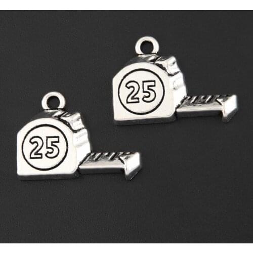 30pcs Silver Color 16.5x23mm Tape Measure Charms Sewing Tool Pendant Fit DIY Jewelry Making Handcrafted Accessories