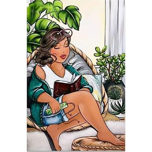 5D DIY Full Round/Square Diamond Painting Woman Reading Book 3D Embroidery Cross Stitch Rhinestone Mosaic Home Decor Art Y1338