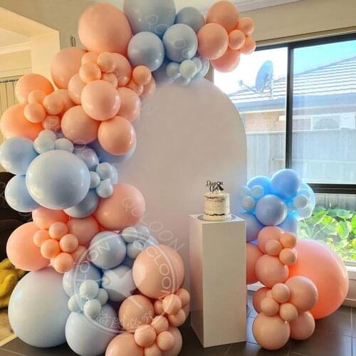 90pcs Macaron Orange Balloon Garland Arch Kit Pastel Blue Latex Balloons For Wedding Baby Shower Birthday Party Decoration