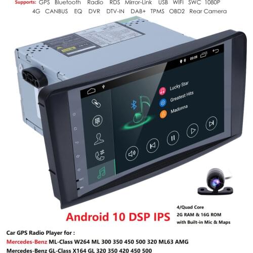 Android 10 Car Stereo NO-DVD Multimedia Player for Mercedes Benz ML W164 ML300 GL X164 GL320 350 420 450 500 R W251280 RDS DSP