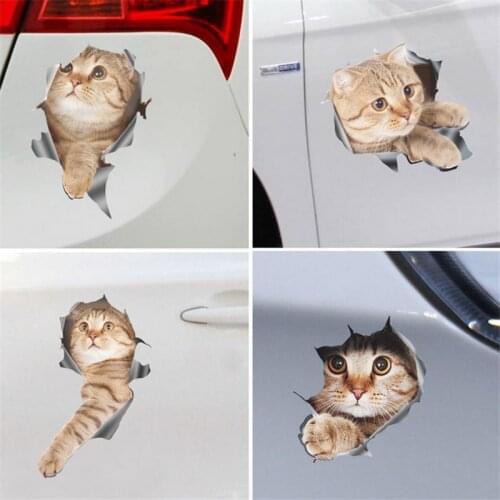 Car Stickers 3D Stereo Anime Funny Creative Personality Cat Kitten Simulation Stickers Car Styling Accessories