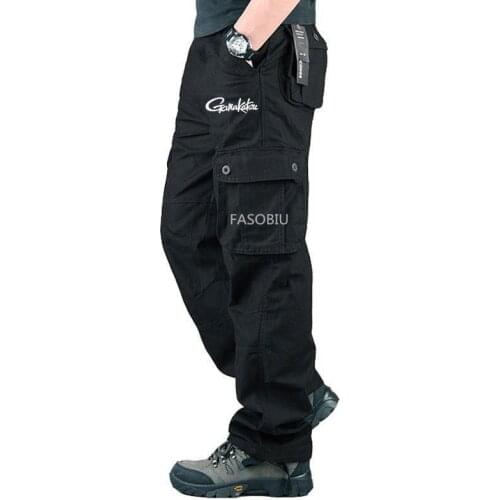 Gamakatsu Summer Outdoor Tactical Pants Men Waterproof Velvet Multi-Pocket Fishing Pants Solid Durable Trousers Fishing Clothes