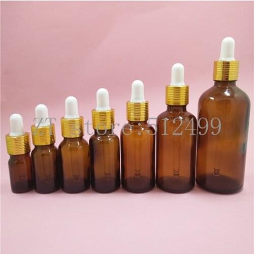 2/10pcs 10/20/30/50/100ml Brown Glass Dropper Bottle with Eye Pipette Empty Amber Aromatherapy Essential Oils Bottle Containers