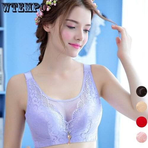 Red Sexy Bras Women Lace Push Up Bra Underwear Seamless Plus Size Brassiere Thin Wireless Soft Floral Bralette for Female C Cup