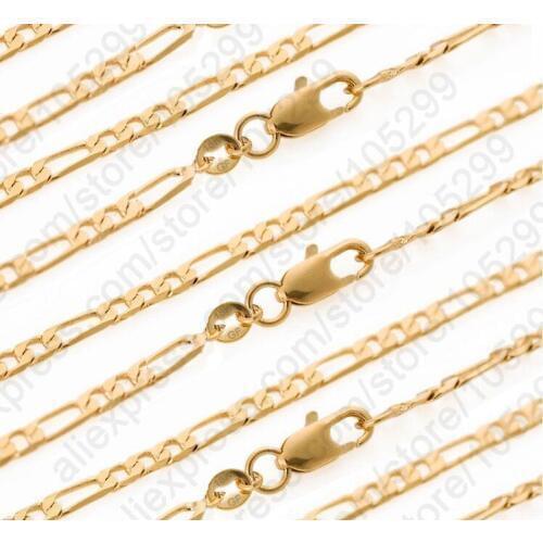 Wholesale 10PCS Figaro Necklace 18-26" Yellow Gold Filled Chain With Lobster Clasps Man Body Jewelry Accessoies Nice