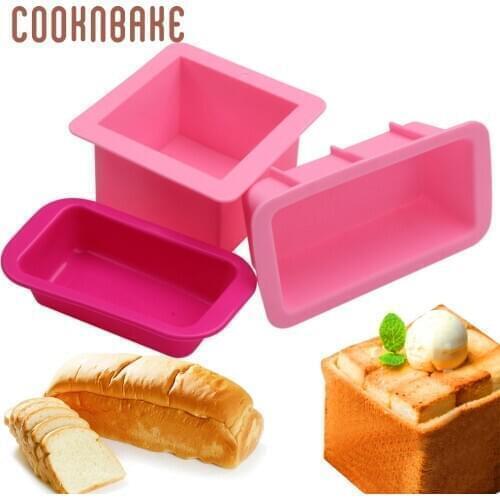 COOKNBAKE 500ml silicone soap mold square toast mould bread cake pastry bakeware 3D handmade soap tool