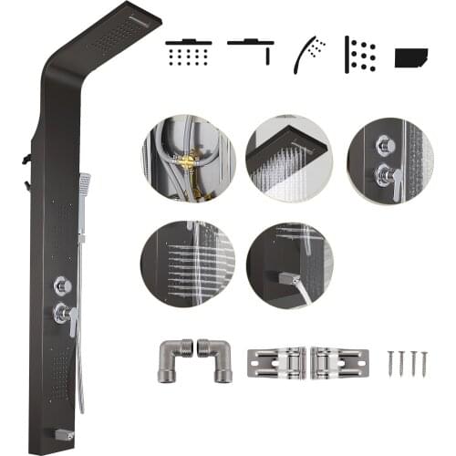VEVOR Shower panel Tower 5 in 1 Stainless Steel Water Faucet Sprayer Wall Mount Shower Tower for Home Hotel White/Black