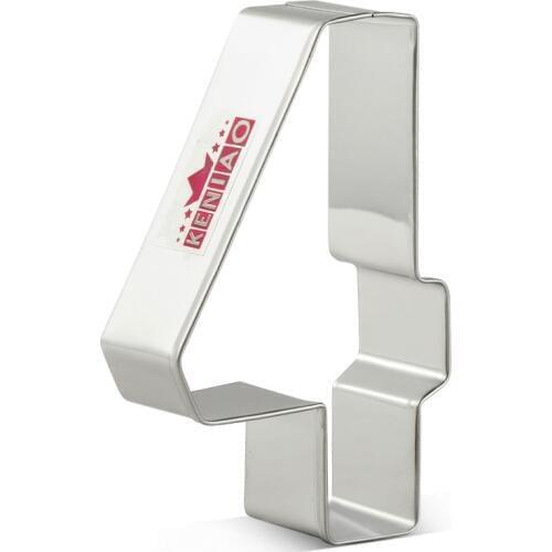 KENIAO 4 Cookie Cutter For Kids Number Four Biscuit - 5.3 x 8.8cm - Fondant / Pastry / Bread / Sandwich Cutter - Stainless Steel