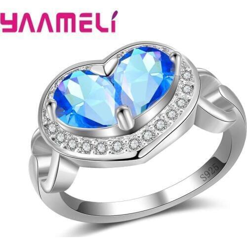 Romantic Show Love Heart Gift Sweet Finger Ring For Girlfriend Staring 925 Sterling Silver Accessories Pretty Wedding Jewelry