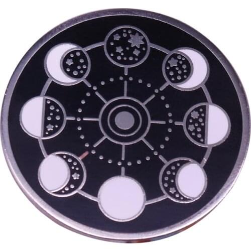 Revolution Of The Moon Change Within One Month Enamel Brooch Round Badge
