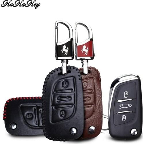 KUKAKEY Genuine Leather Key Fob Cover Case For Citroen C2 C3 C4 C5 C4L DS3 DS4 DS5 DS6 Car Remote Flip Key Shell Protector