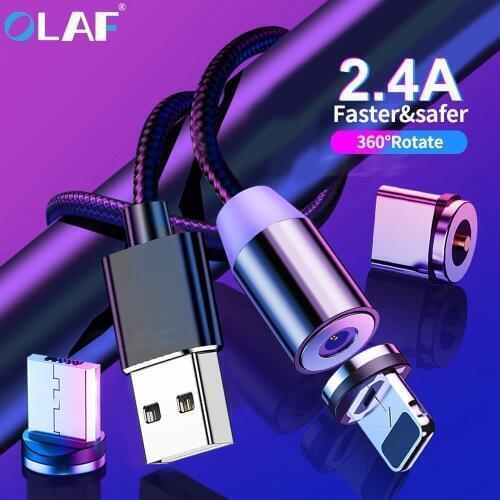 OLAF 3A Magnetic Cable phone charging cord Micro USB Cable Magnetic Charger 2m USB Type C USB C Cable For iPhone Samsung Xiaomi