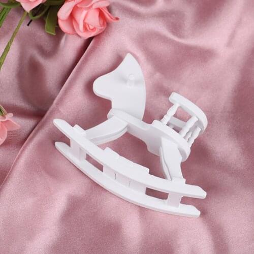 New Miniature Wooden Rocking Horse Chair Room Furniture Doll House 1/12 Dollhouse Ornament Accessories Toys For Kids