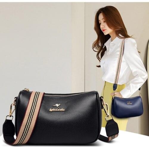 Soft Leather Trendy Wide Strap Shoulder Bag Womens Solid Color Square Crossbody Bags Ladies High Quality Luxury Handbags Bolsa