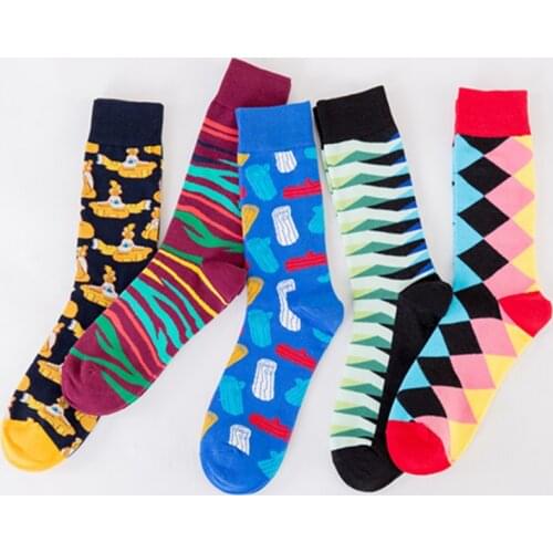 Mens socks new 2021 fashion Trend Breathable Floral Print Pattern Personality Colorful Submarine Design Mens Home Wear