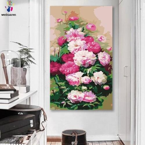 DIY colorings pictures by numbers with colors Peony flower illustration picture drawing painting by numbers framed Home