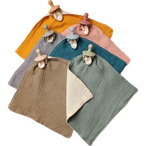 2 Pc/set Baby Feeding Saliva Towel Set Newborn Gauze Bandana Saliva Silicone Molar Pacifier Set Infant Care Product Shower Gift